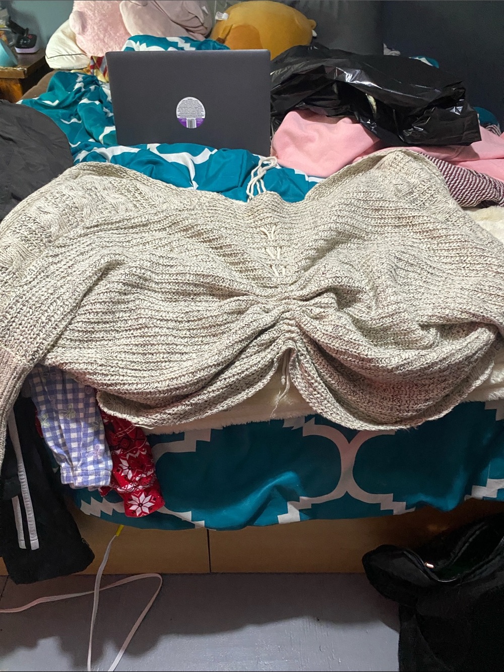 Cozy Knit Ruched Front Women’s Sweater - Cream *open in front*